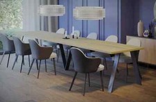 großer Esstisch LUNGO ausziehbar 130–405 cm Holz Eiche Natur 12 Personen modern