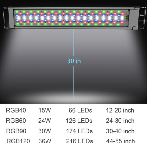 12 24 36 48Inch Fish Tank RGB 24/7 Timer AUTO ON/OFF 20 Color - Picture 8 of 61