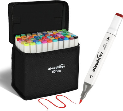 Cloudriver Alcohol Markers Brush Tip, 60 Colors Dual Tip Art Markers for Kids Ar