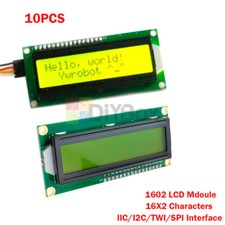 10Pcs 162 1602 16X2 LCD Display Yellow IIC/I2C/TWI/SP I Serial Interface Module