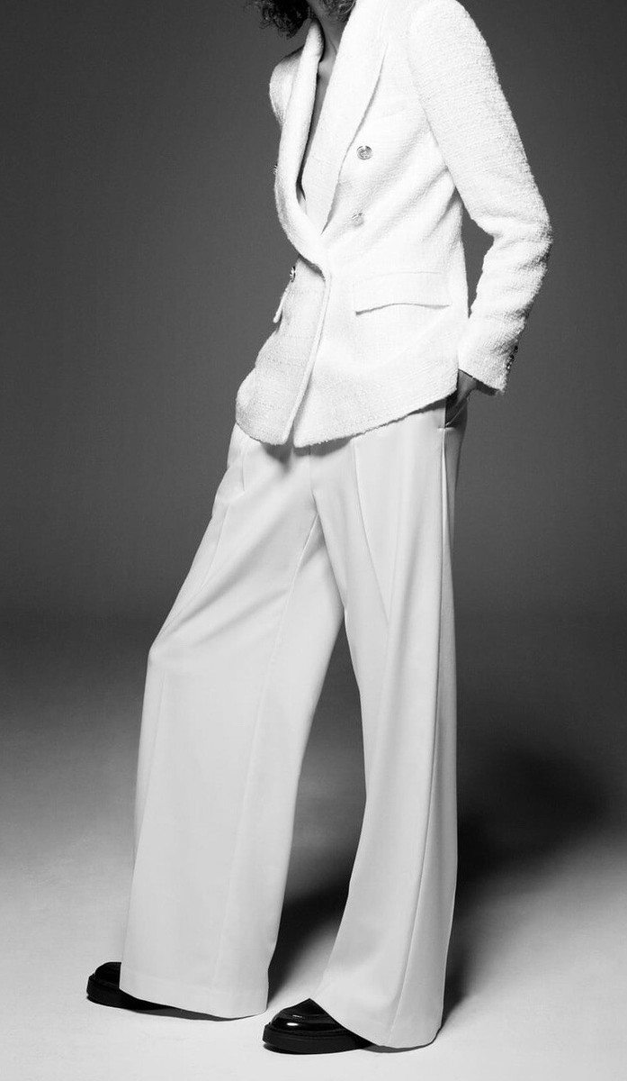 パンツ ZARA WIDE TROUSERS LIMITED EDITION 42 ZARA Pleated Tuxedo Wide-leg Pants, Limited Edition, S/Small