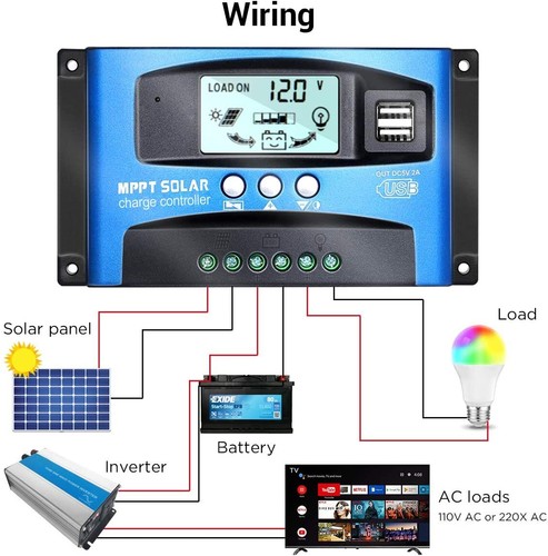 30-100A MPPT Solar Charge Controller LCD 12V/24V Panel Regulator Auto Tracking - Picture 3 of 18