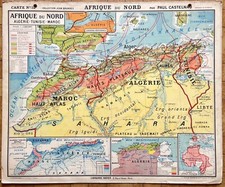 🌏 Ancienne carte scolaire Hatier 18 (old), 1930  - Afrique nord (Maghreb)