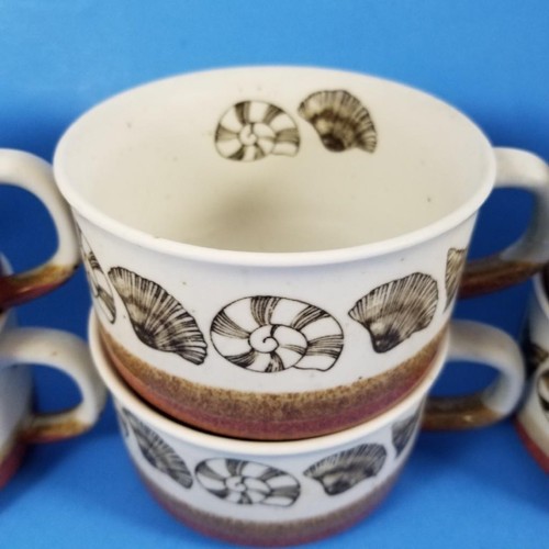 6 Vintage Otagiri Seashore Seashell Soup Mug Set Lot Mid Century Stoneware Japan - Picture 8 of 16
