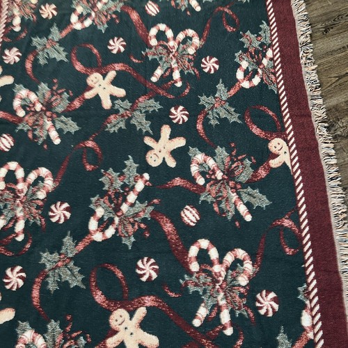 GOODWIN WEAVERS LAURIE'S COUNTRY CANDY CANES 50 X 68 THROW BLANKET Gingerbread - Picture 5 of 9
