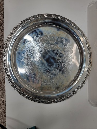 Silverplate Oneida "Brookline" Serving Tray /w Glass Relish 12.25" - Picture 15 of 17