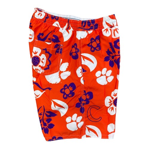 Clemson Tigers Wes & Willy Volley Swim Trunks Mens XL Floral Orange Crush Shorts - Picture 3 of 7