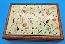 VTG Kimberly Enterprises Wood Trinket Jewelry Box Floral Tile Cottage Core