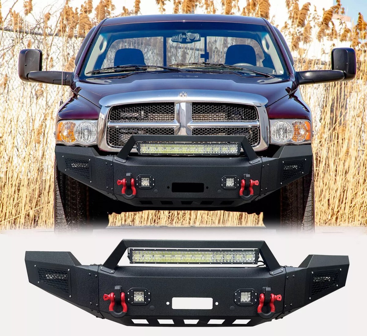 Vijay For 2002-2005 Dodge Ram 1500 Steel Front/Rear Bumper W/Winch