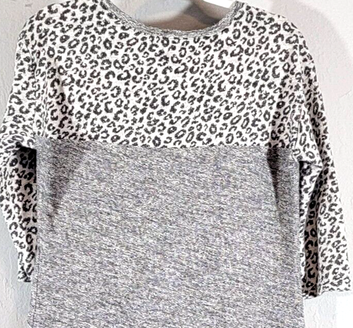 Style & Co Women Small 3/4 Sleeve Sweater Mini Dress Tunic Silver Animal Print - Picture 12 of 13