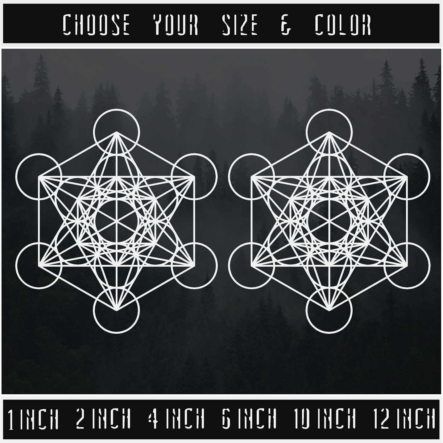 Metatron's Cube Decal (x2) Sacred Geometry Primary Colors, Die-Cut Vinyl Sticker