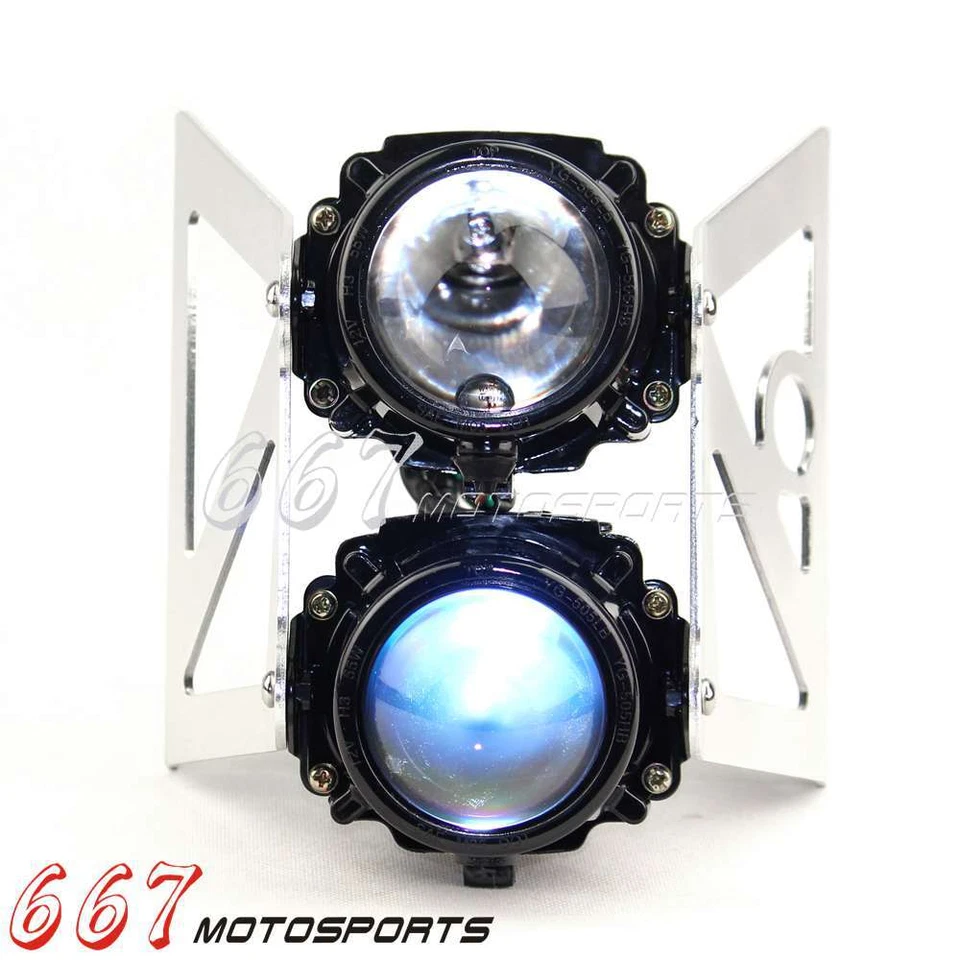 Conjunto de faros apilados dobles para motocicleta con soporte para bicicleta DualSport Naked Foto 3 de 4