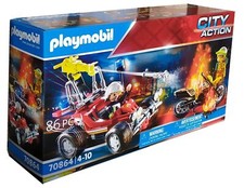 Playmobil 70864 Pompier avec buggy et moto-cross en feu 86 pièces