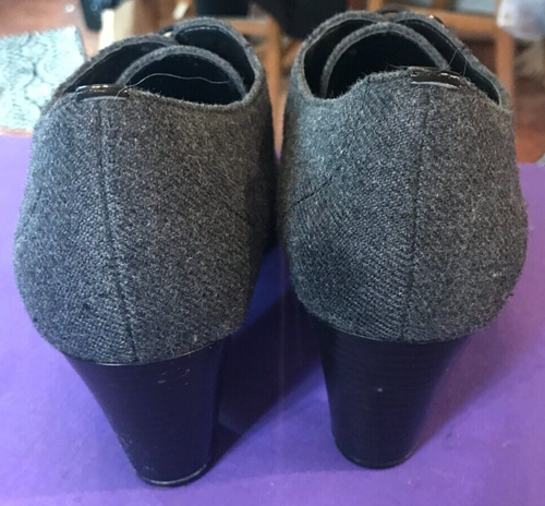 NATURALIZER FABRIC & PATENT LEATHER SLIP ON OXFORD LOAFER HIGH HEELS 5.5M 580P11 - Picture 3 of 6