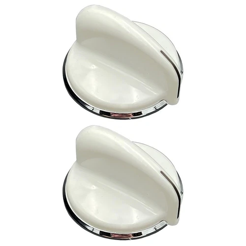 (2) Washer Knob for GE 175D3296P001 White Silver Knob - NEW