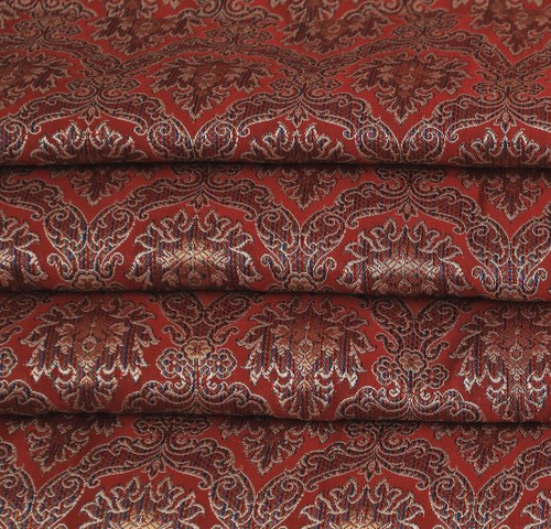 New Maroon Jacquard Brocade Silk Fabric Craft Sewing Wedding Dress By The Yard - Picture 2 of 8