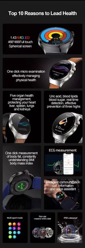 UK 2025 New Medical Grade Smart Watch Blood Pressure Oxygen Heart Rate Bluetooth - Picture 20 of 24