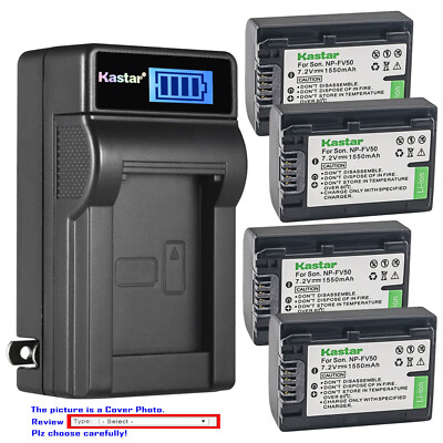 Kastar Battery LCD Wall Charger for Sony NP-FV50 & HDR-CX200 HDR-CX210 HDR-CX220