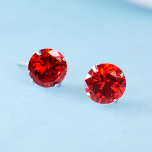 STERLING SILVER AMETHYST BLACK PINK GEM CRYSTAL Men Lady Kid ROUND STUD EARRINGS - Picture 25 of 37
