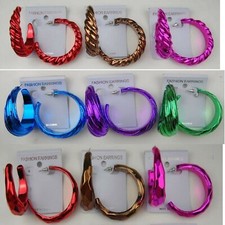 Wholesale Jewelry lots 9 pairs Fashion Color round Hoop Earrings US-SELLER