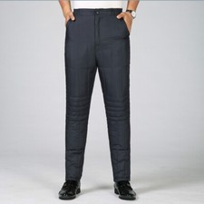 Mens Duck Down Puffer Trousers Pants Padded Quilted Warmer Winter Outdoor Casual