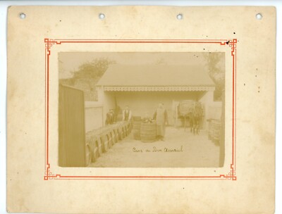 PHOTO circa 1900, Cave du Bon Accueil winemaker wine barrel