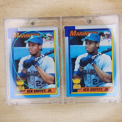 Ken Griffey Jr 1990 Topps Rookie RC Cup #336 Printing Error/Scar
