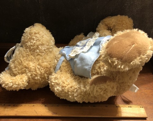 Vintage 14 Zoll Golden Bear Co Ltd Plüschtier Stofftier Bär in einer Schürze mit Baby SELTEN - Bild 6 von 8