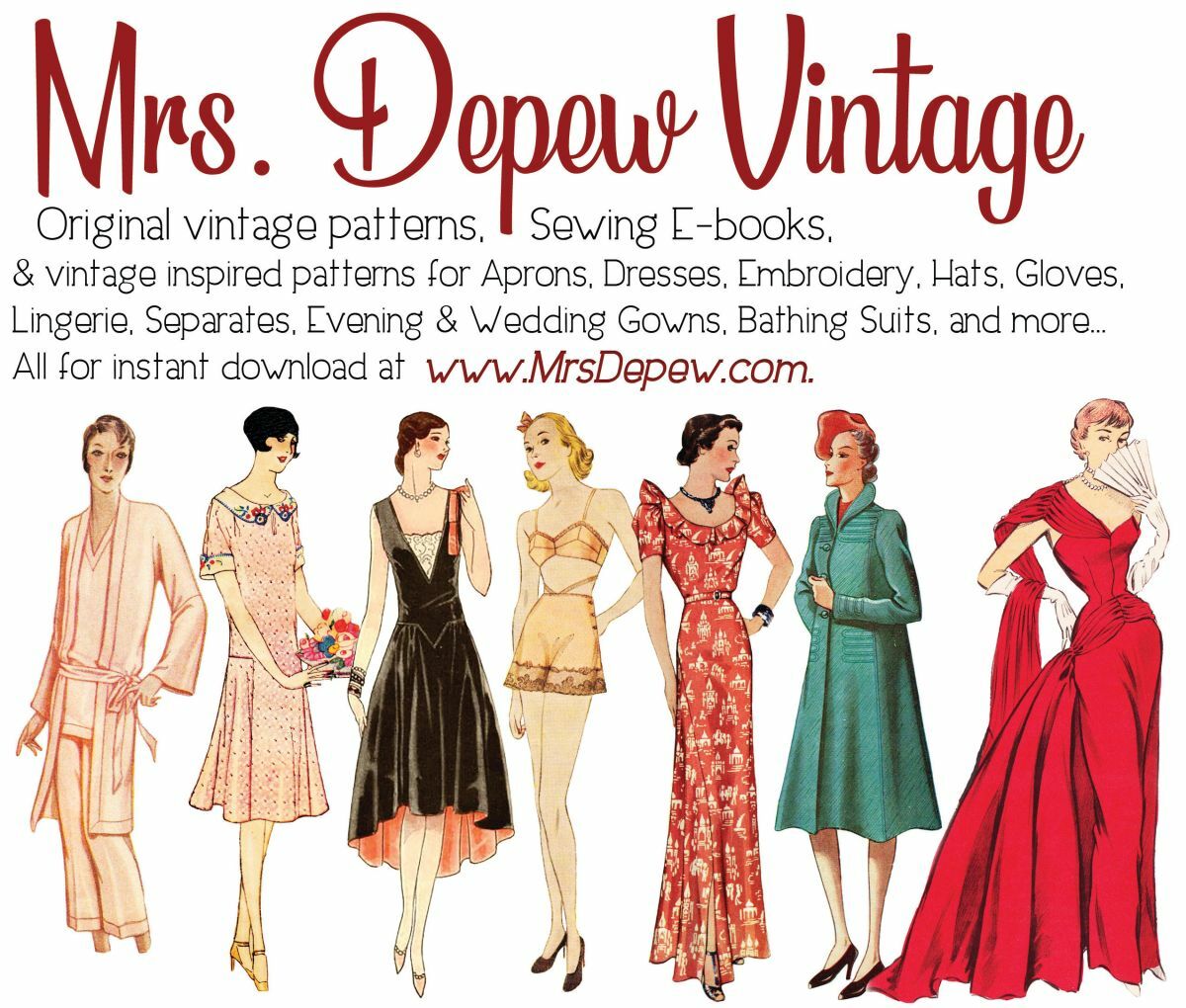 1930s Dress Patterns provided by The Vintage Pattern Shop