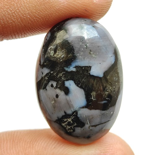Designer black grey indigo gabbro jasper cabochon oval shape gemstone R11557 AU - Picture 3 of 5