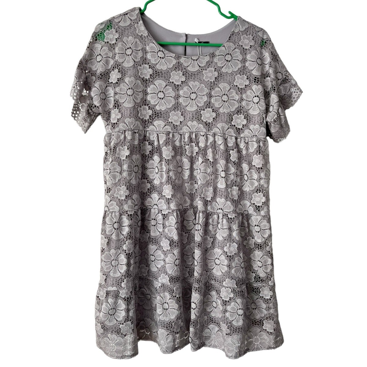 MOE Gray Floral Lace Overlay Babydoll Short Sleeve Mini Dress Size Small NEW | eBay MOE Gray Floral Lace Overlay Babydoll Short Sleeve Mini Dress Size Small NEW | eBay