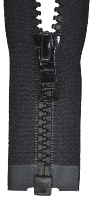 1 Weg Reißverschluß Kunststoff 8 mm schwarz 50 - 100 cm für Jacken, u.ä.