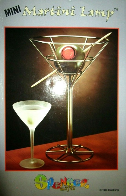 Vintage Mini Martini Lamp w/ Light up Olive 1993 David Krys w/ 6.3" x 9