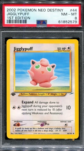 PSA 8 Pokemon 2002 1st Edition Neo Destiny Jigglypuff Uncommon #44