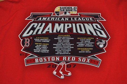 Camiseta xlarge boston red sox 2007 campeones de la liga americana 24 pulgadas pit2pit - Imagen 3 de 5