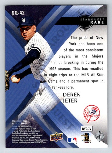2008 Upper Deck First Edition StarQuest #SQ42 Derek Jeter - Picture 2 of 2