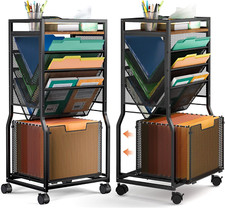 8-Tier Rolling File Cart with Wheels for Home Office & School Organization
