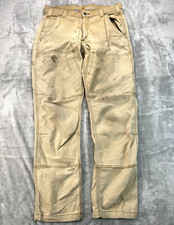 Carhartt Double Knee Work Pants Mens 34x32 Fits 35X30 Beige Stained Distressed