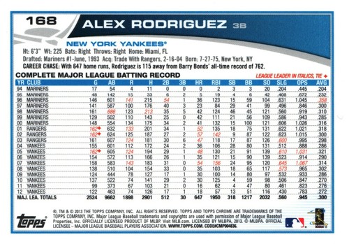 ALEX RODRIGUEZ MAJOR LEAGUE BASEBALL CARDS - PICK FROM LIST - Picture 134 of 152