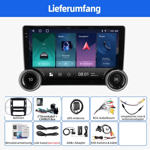 DAB+ Android14 4+64G Carplay Autoradio GPS Für Mercedes Benz Vito 3 W447 2014-20 - Bild 18 von 18