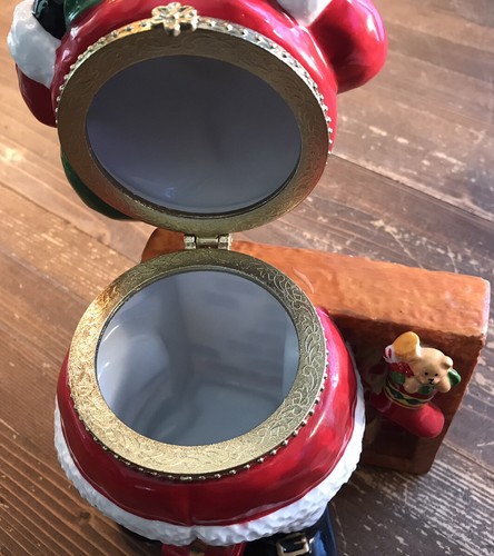 Valerie Au Chocolate Santa Claus Hinged Candy Jar Trinket Keeper 9” Tall - Picture 5 of 10