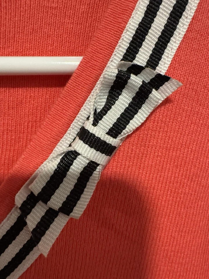 Hampshire Studio Short Sleeve Sweater Coral Pink Black White Trim Bow Preppy 2X - Image 3 of 4