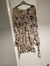 boohoo beige floral dress size 12