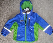 London Fog Jacket Hoodie Child Blue Green Silver Safety Strips 6 New