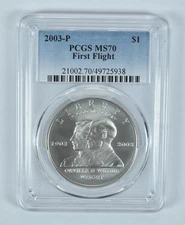 2003-P First Flight Commemorative Dollar MS70 PCGS Blue Label