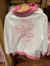 2025 Walt Disney World Pink Castle Bow Most Magical Place Henley Sweatshirt L