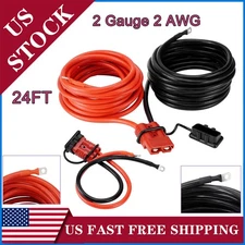 24 FT Quick Disconnect Winch Power Cable-2 Gauge 2AWG Wiring Fit Winch Trailer