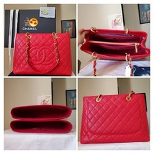 CHANEL Red Ca.viar Leather Gold hw GST Grand Shopping Tote Organizers