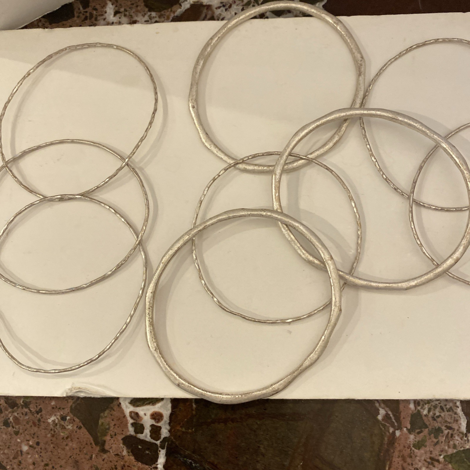 Bangle Bracelets Silvertone Lot 15 Plain & Amethy… - image 2