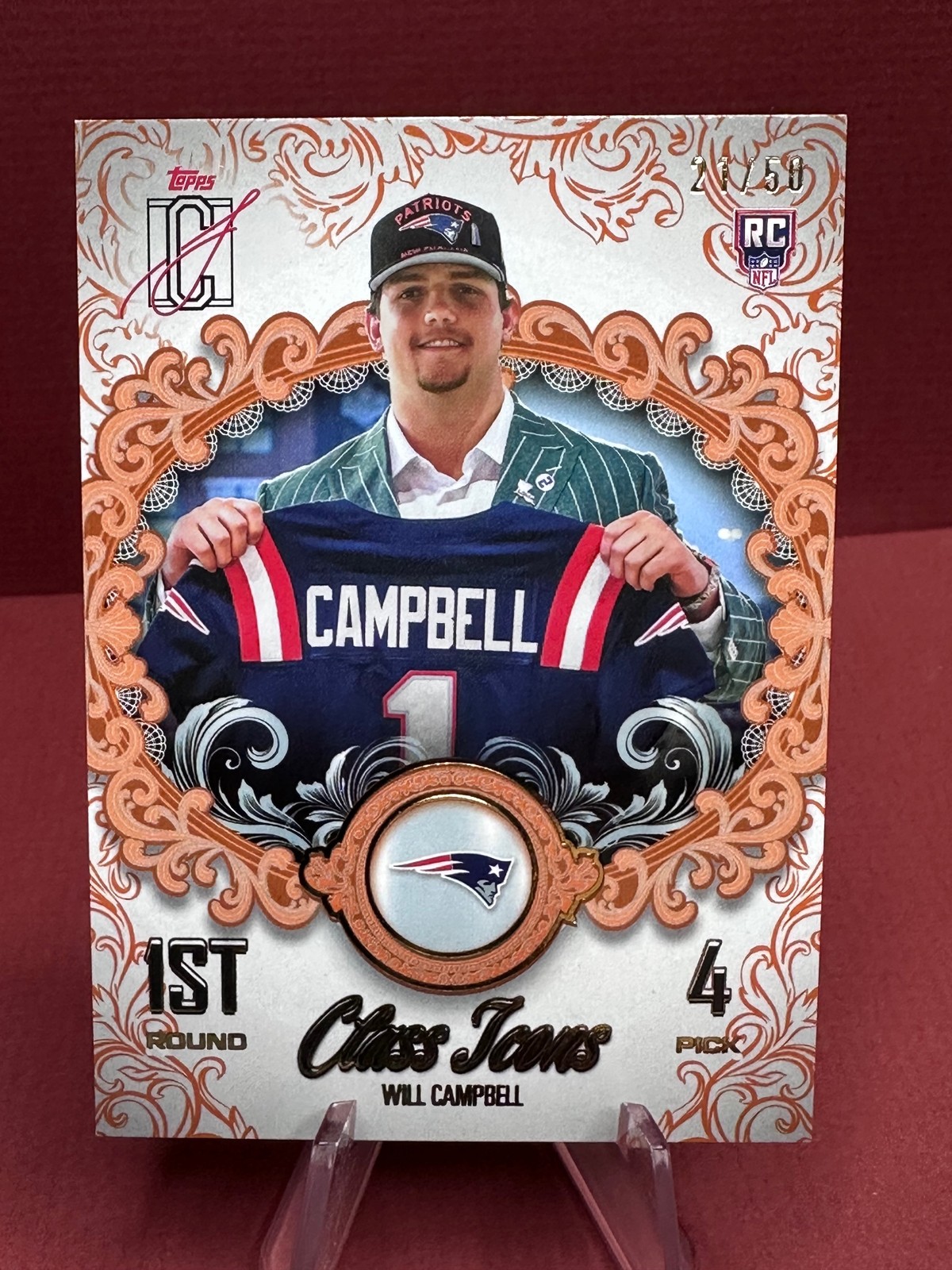 2025 Topps Signature Class #CI-17 Will Campbell Class Icons Orange #/50